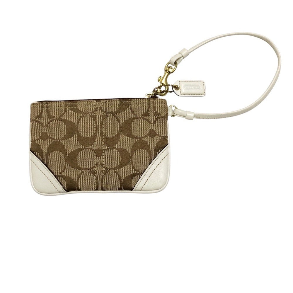 Coach | Signature Classic Monogram Canvas & Leather Wristlet